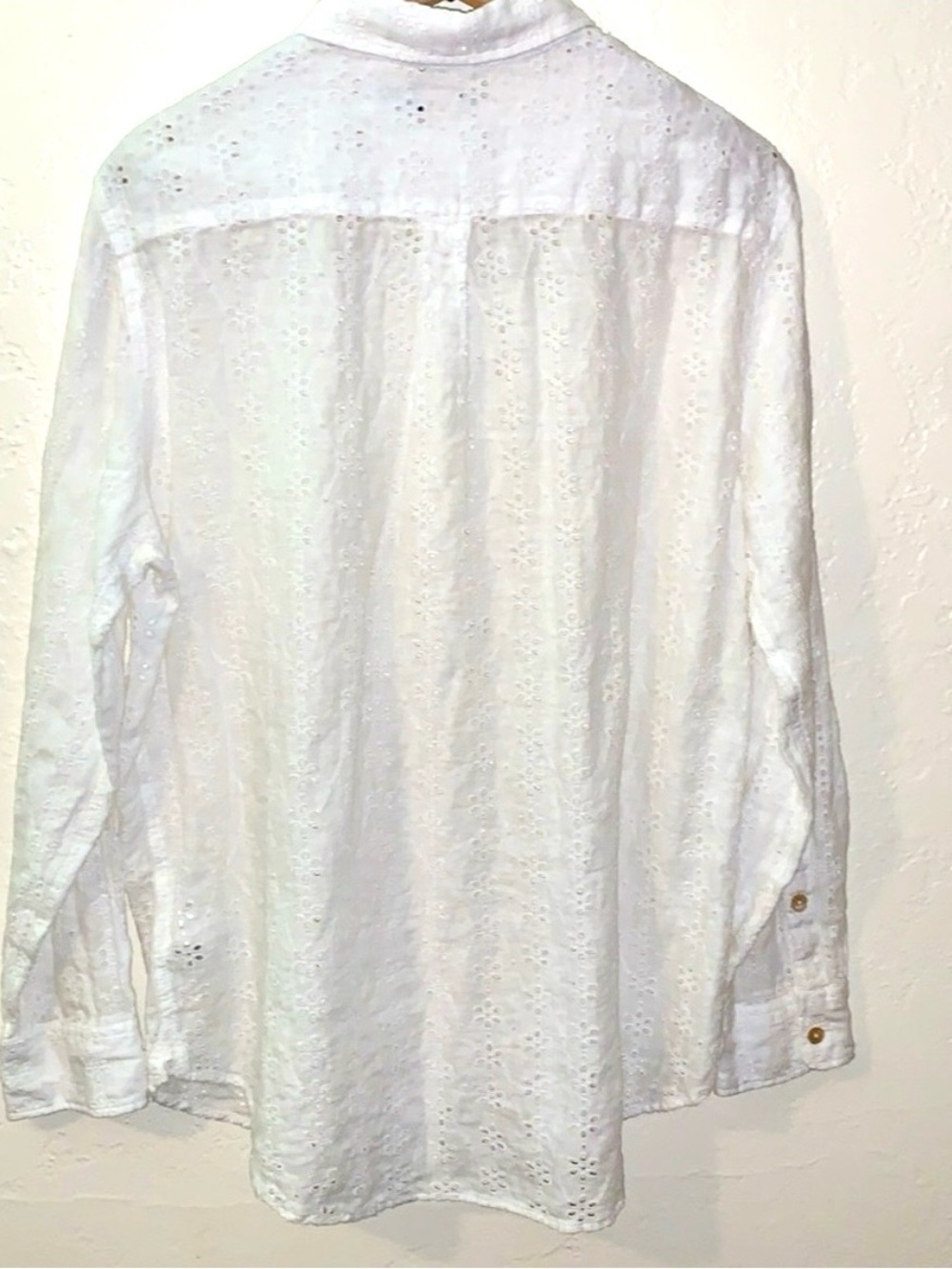 Polo Ralph Lauren White Eyelet Shirt L Floral Tunic Button Up 100% Cotton - Picture 2 of 6